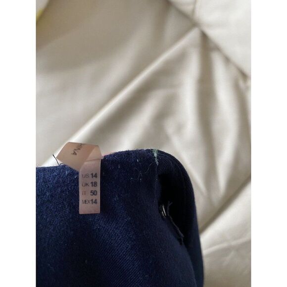 Elie Tahari Dress Navy Dark Blue Hi Low V-Neck Swing 14 Sleeveless - Picture 7 of 9